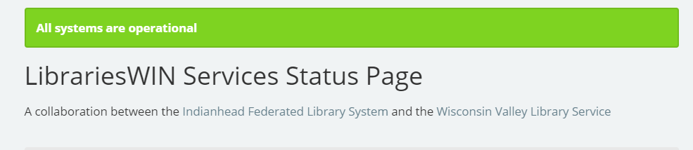 LibrariesWIN Services Status Update header
