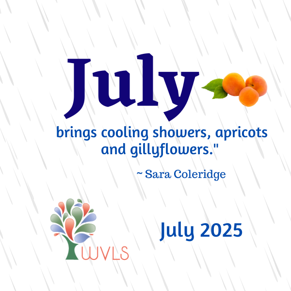 Quote about July. Photo of apricot.
